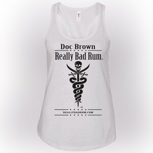 Ideal T by Next Level Doc Brown Really Bad Rum White Racerback Tank - MED